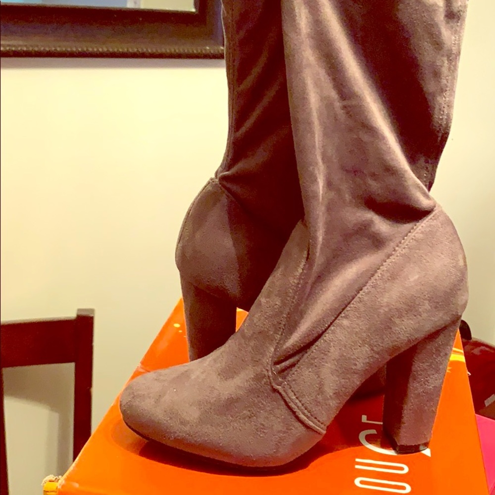 Gray Faux Suede Boots